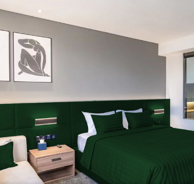 Interior design with dark green